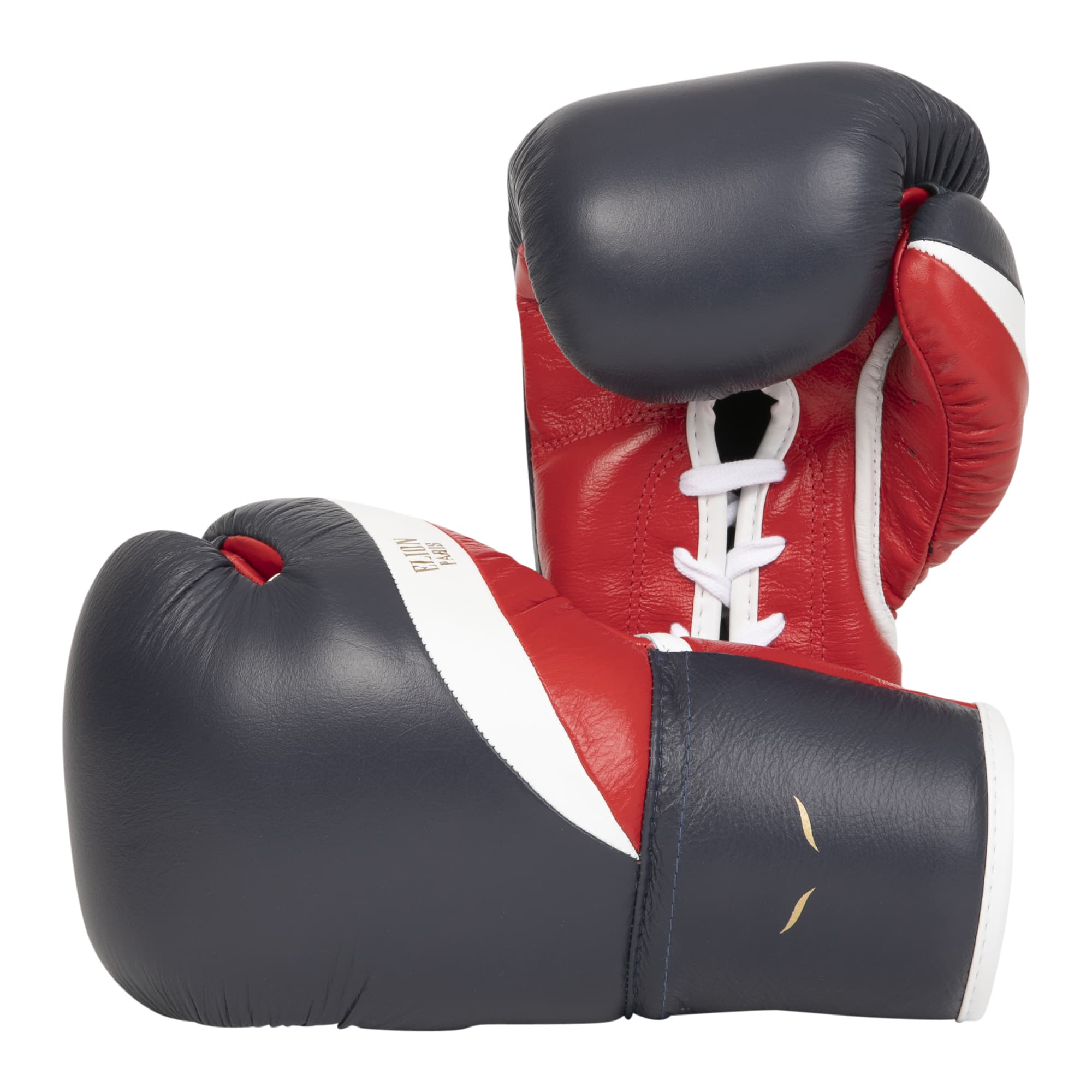 Gants de boxe à lacets ELION Paris Elegant Cuir Bleu - Blanc - Rouge - Image 3