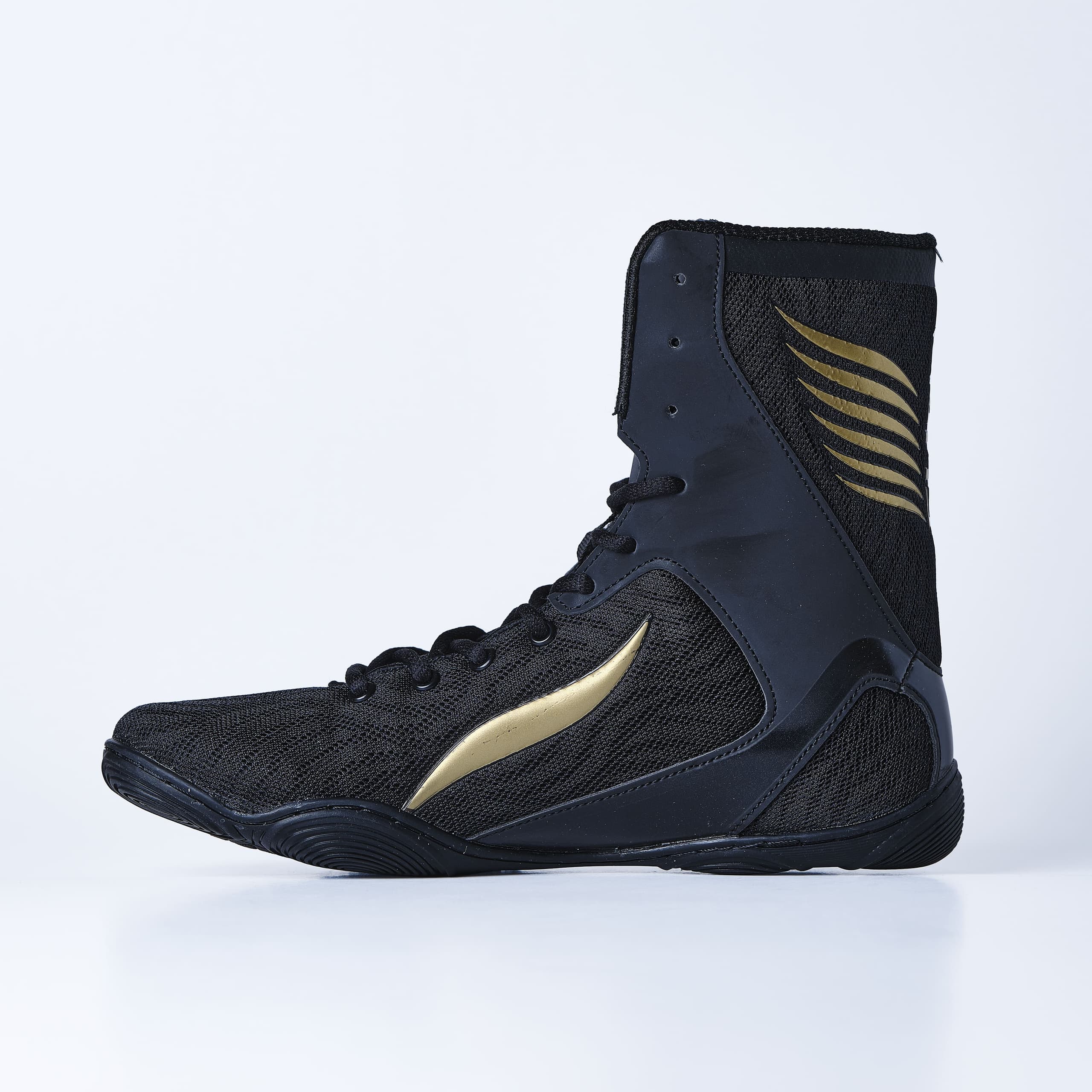 Chaussures de Boxe ELION Rapide Noir/Or Réfléchissantes