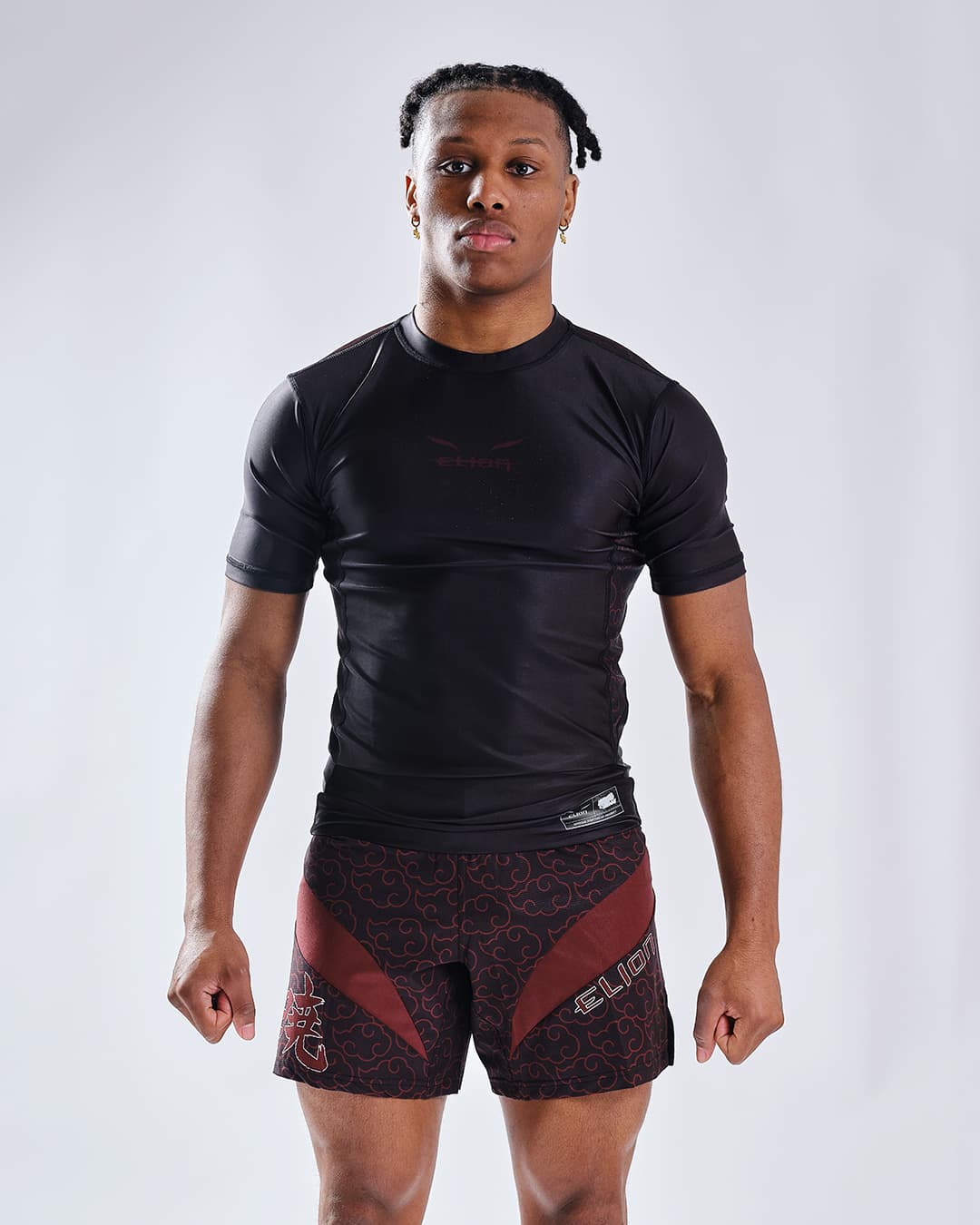 Rashguard NARUTO X ELION AKATSUKI Noir/Bordeaux- Manches Courtes