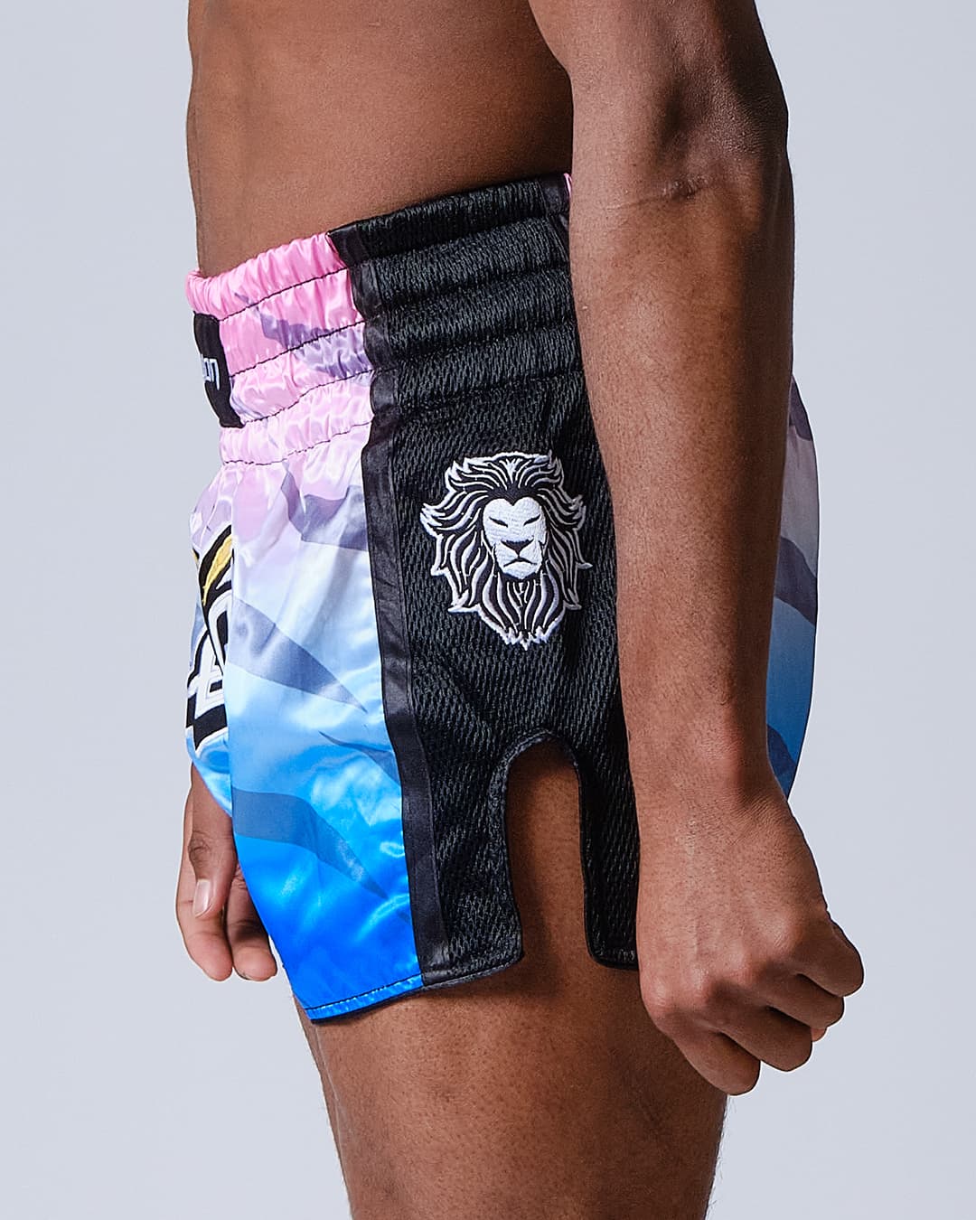 Short de Boxe Thaï ELION Raja - Rose/Blanc/Bleu - Image 2