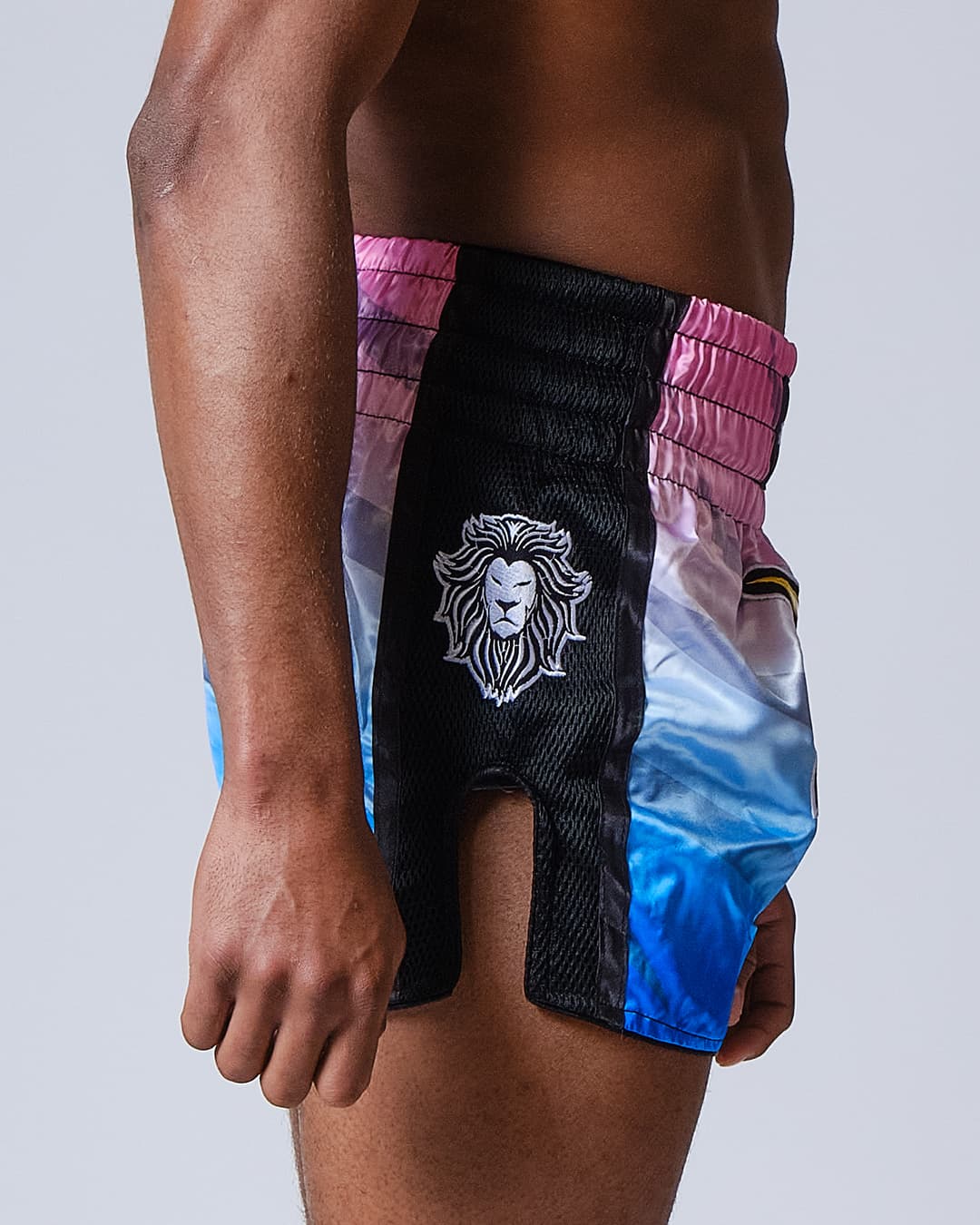 Short de Boxe Thaï ELION Raja - Rose/Blanc/Bleu - Image 3