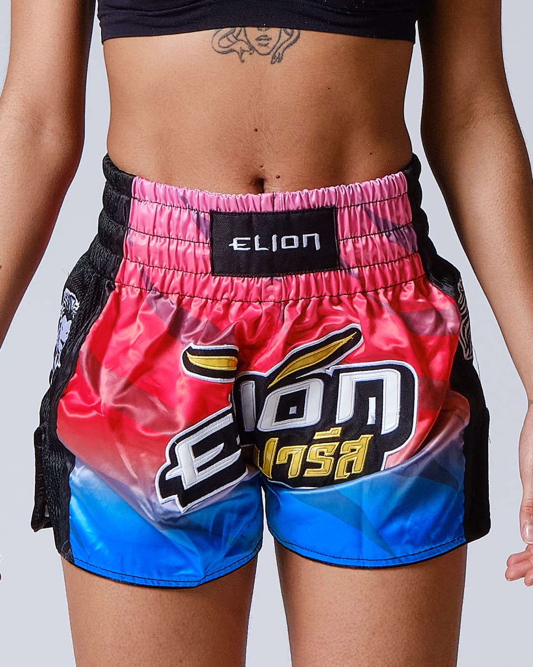 Short de Boxe Thaï ELION Raja - Rouge/Bleu - Image 5