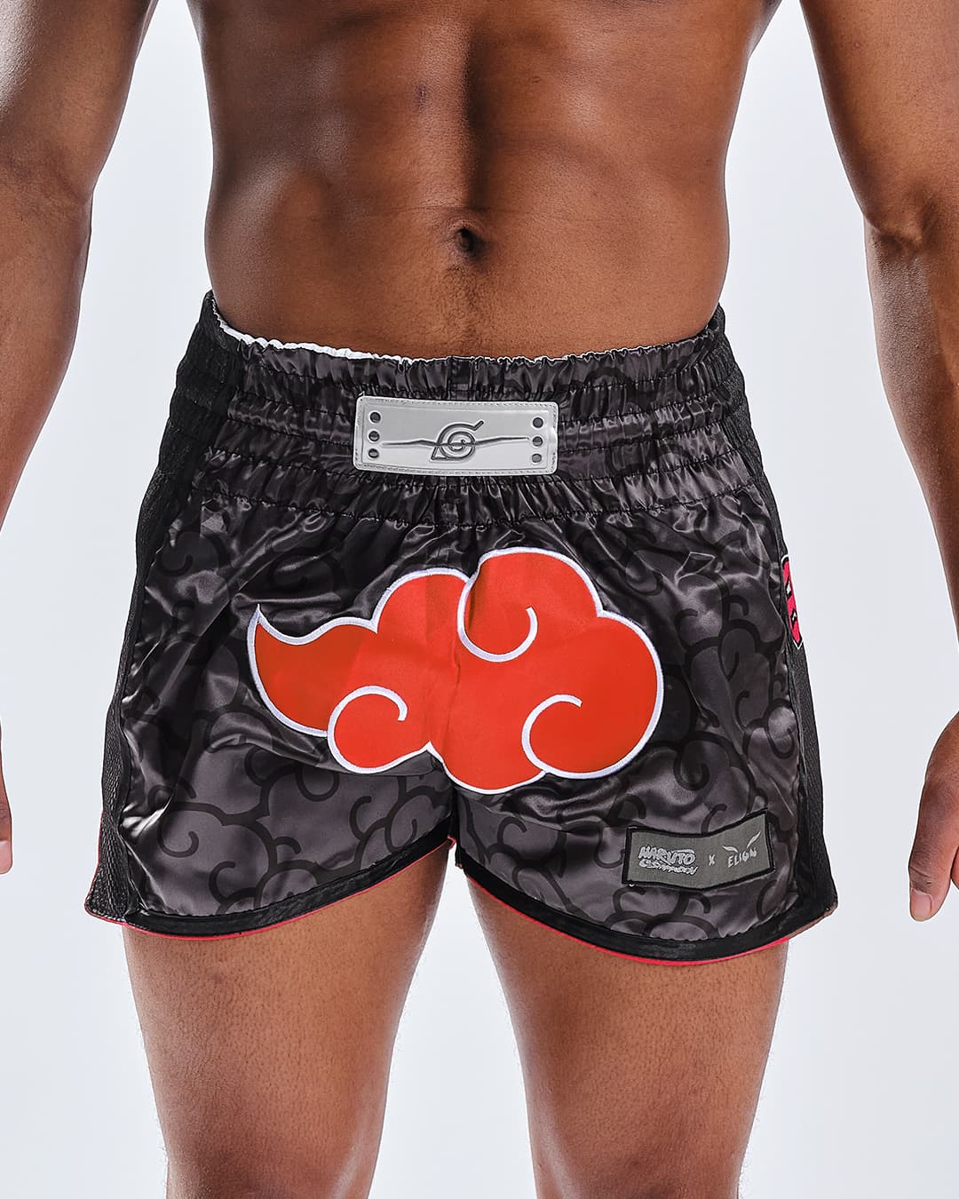 Short de Boxe Thaï NARUTO X ELION AKATSUKI Noir/Rouge