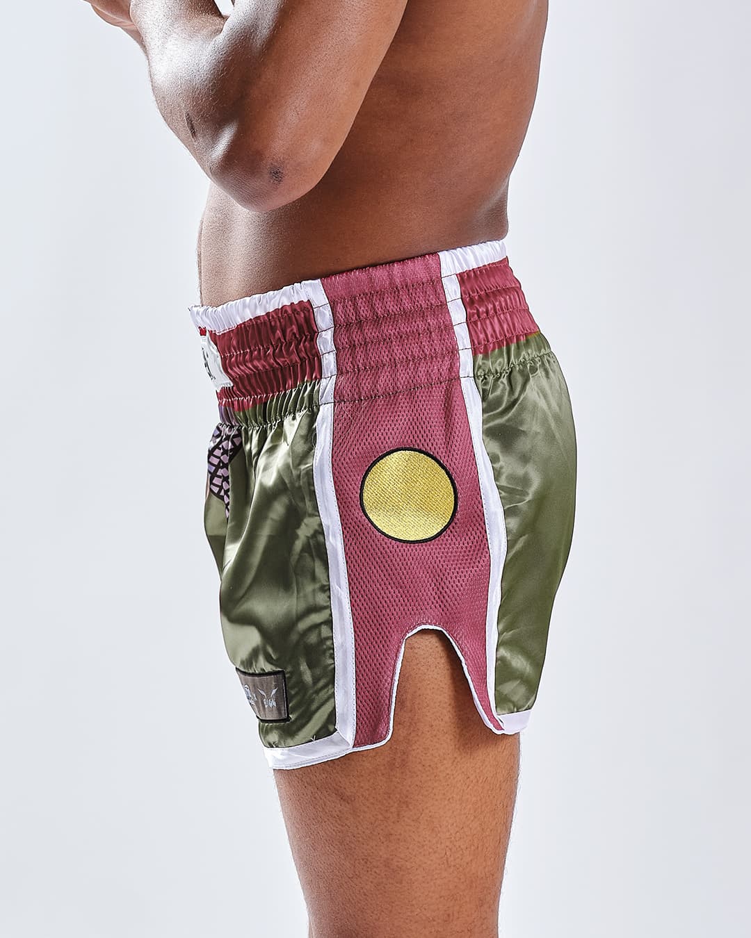 Short de Boxe Thaï NARUTO X ELION JIRAYA Kaki/Rouge - Image 3