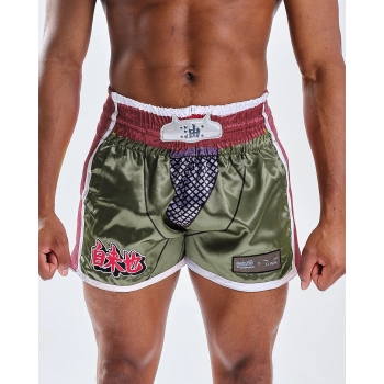 Short de Boxe Thaï NARUTO X ELION JIRAYA Kaki/Rouge